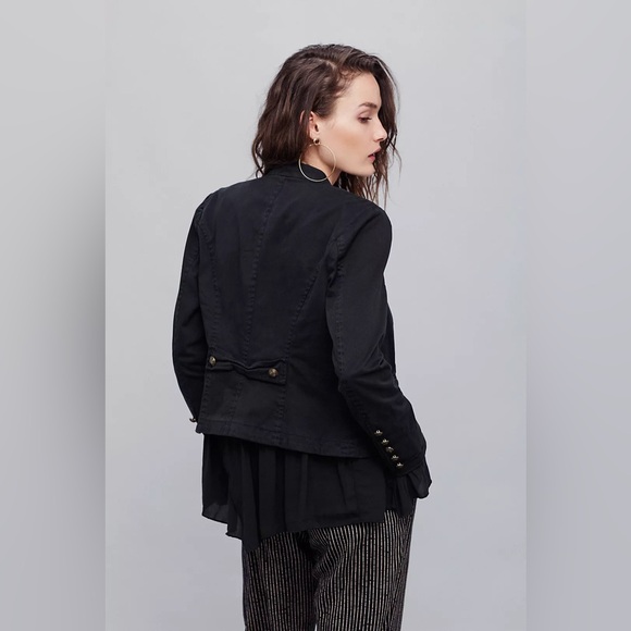 Free People Romantic Ruffles Jacket-Black - Picture 2 of 16